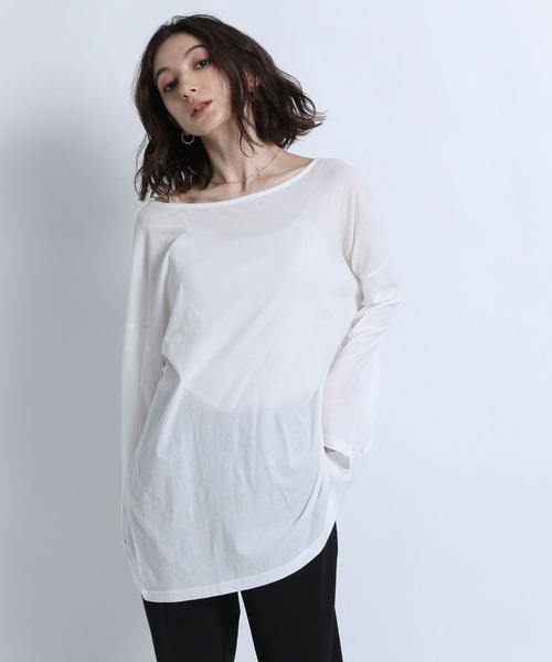 eL（エル）の「【eL】Sheer Loose Tee LS/100528（Tシャツ/カットソー・レディース・ブラック/ホワイト/ライトグリーン/ピンク系その他・FREE）」の10枚目の写真