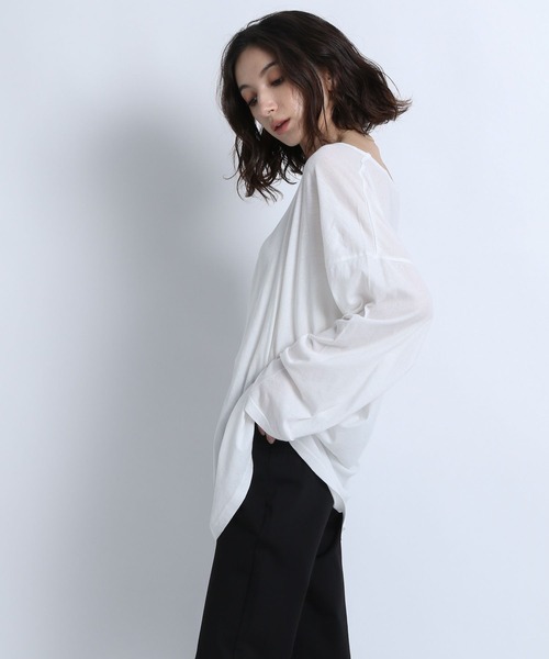 eL（エル）の「【eL】Sheer Loose Tee LS/100528（Tシャツ/カットソー・レディース・ブラック/ホワイト/ライトグリーン/ピンク系その他・FREE）」の8枚目の写真