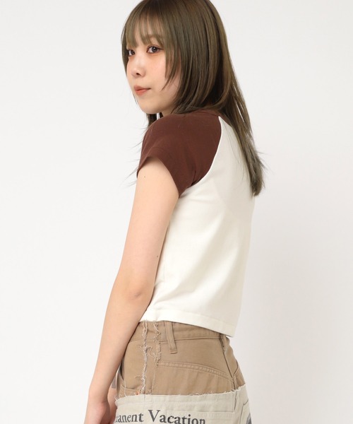 RNA(アールエヌエー)の「M2236 3匹の熊ちびラグランT(Tシャツ/カットソー・レディース・マスタード/ホワイト/ホワイト×ネイビー・MEDIUM)」の20枚目の写真