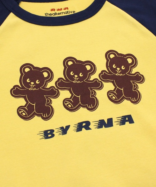 RNA(アールエヌエー)の「M2236 3匹の熊ちびラグランT(Tシャツ/カットソー・レディース・マスタード/ホワイト/ホワイト×ネイビー・MEDIUM)」の5枚目の写真