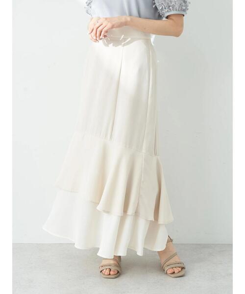 earth music&ecology（アースミュージックアンドエコロジー）の「バイカラーラッフルヘムスカート（スカート・レディース・ベージュ/ピンクベージュ/ブルー・M/S）」の11枚目の写真