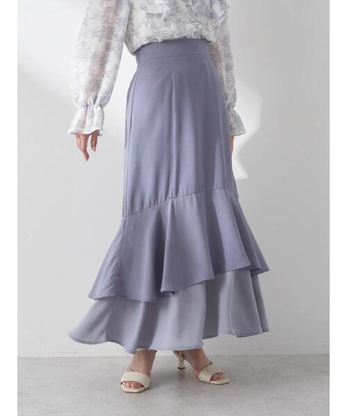 earth music&ecology（アースミュージックアンドエコロジー）の「バイカラーラッフルヘムスカート（スカート・レディース・ベージュ/ピンクベージュ/ブルー・M/S）」の15枚目の写真