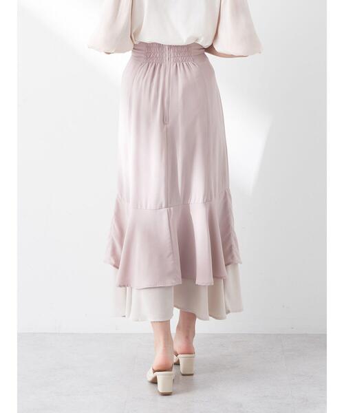 earth music&ecology（アースミュージックアンドエコロジー）の「バイカラーラッフルヘムスカート（スカート・レディース・ベージュ/ピンクベージュ/ブルー・M/S）」の7枚目の写真