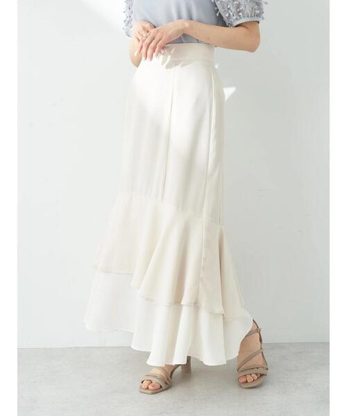 earth music&ecology（アースミュージックアンドエコロジー）の「バイカラーラッフルヘムスカート（スカート・レディース・ベージュ/ピンクベージュ/ブルー・M/S）」の9枚目の写真