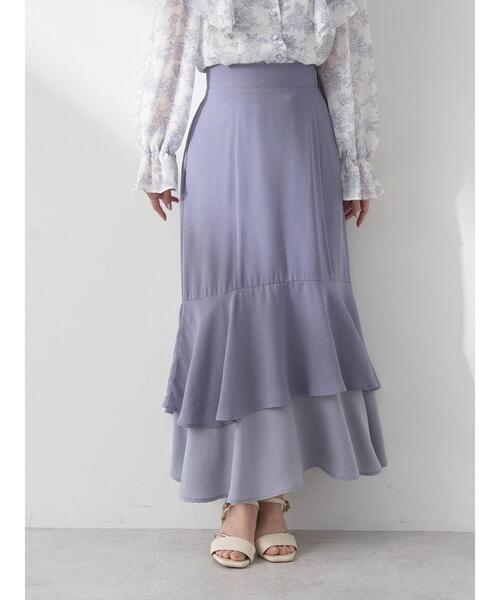 earth music&ecology（アースミュージックアンドエコロジー）の「バイカラーラッフルヘムスカート（スカート・レディース・ベージュ/ピンクベージュ/ブルー・M/S）」の16枚目の写真