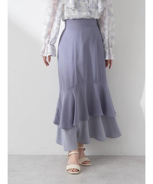 earth music&ecology（アースミュージックアンドエコロジー）の「バイカラーラッフルヘムスカート（スカート・レディース・ベージュ/ピンクベージュ/ブルー・M/S）」の17枚目の写真