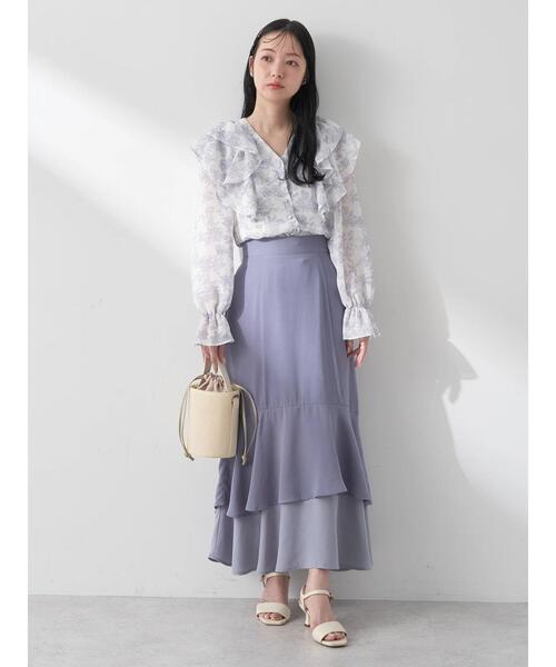 earth music&ecology（アースミュージックアンドエコロジー）の「バイカラーラッフルヘムスカート（スカート・レディース・ベージュ/ピンクベージュ/ブルー・M/S）」の18枚目の写真