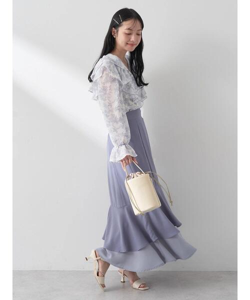 earth music&ecology（アースミュージックアンドエコロジー）の「バイカラーラッフルヘムスカート（スカート・レディース・ベージュ/ピンクベージュ/ブルー・M/S）」の19枚目の写真