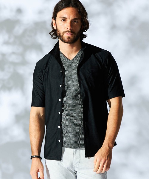 HIDEAWAYS NICOLE（ハイダウェイニコル）の「シアーマイクロチェックシャツ（シャツ/ブラウス・メンズ・ブラック/ブルーグリーン/オフホワイト・MEDIUM/LARGE/X-LARGE）」の2枚目の写真