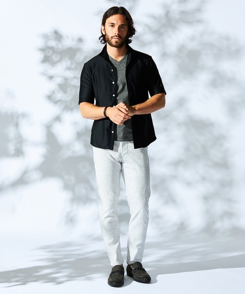 HIDEAWAYS NICOLE（ハイダウェイニコル）の「シアーマイクロチェックシャツ（シャツ/ブラウス・メンズ・ブラック/ブルーグリーン/オフホワイト・MEDIUM/LARGE/X-LARGE）」の5枚目の写真