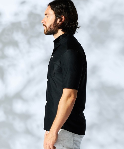 HIDEAWAYS NICOLE（ハイダウェイニコル）の「シアーマイクロチェックシャツ（シャツ/ブラウス・メンズ・ブラック/ブルーグリーン/オフホワイト・MEDIUM/LARGE/X-LARGE）」の8枚目の写真