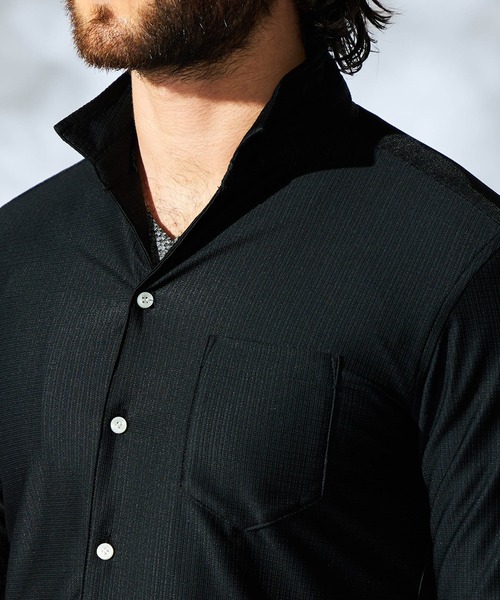 HIDEAWAYS NICOLE（ハイダウェイニコル）の「シアーマイクロチェックシャツ（シャツ/ブラウス・メンズ・ブラック/ブルーグリーン/オフホワイト・MEDIUM/LARGE/X-LARGE）」の9枚目の写真