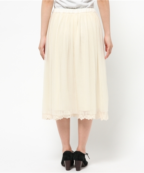 earth music&ecology（アースミュージックアンドエコロジー）の「裾レースチュールミディスカート（スカート・レディース・ネイビー/アイボリー/ピンクベージュ・FREE）」の14枚目の写真