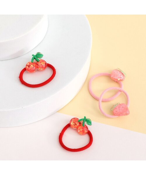 apres les cours（アプレレクール）の「フルーツヘアゴム2個セット（ヘアゴム・キッズ・ピンク/レッド・FREE）」の4枚目の写真