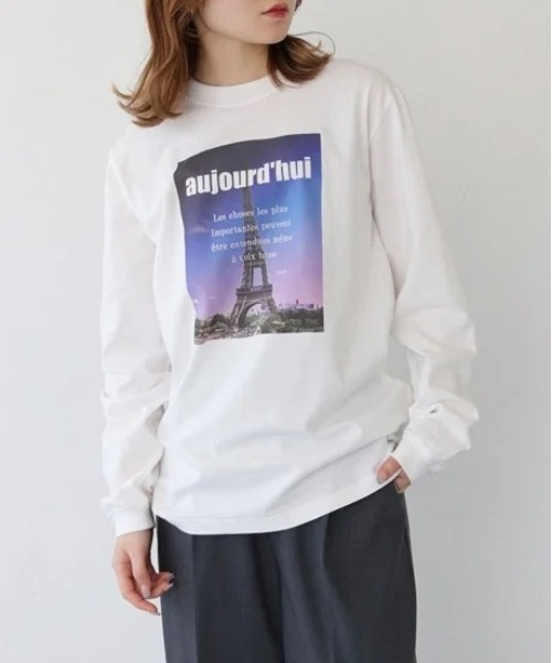 PREFERIR(プレフェリール)の「プリント 長袖 Tシャツ ロンT(エッフェル塔プリント)(Tシャツ/カットソー・レディース・ブラック/ブルー・MEDIUM)」の1枚目の写真