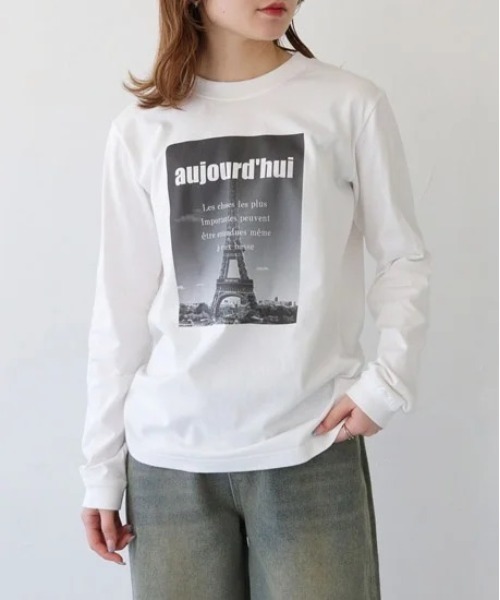 PREFERIR(プレフェリール)の「プリント 長袖 Tシャツ ロンT(エッフェル塔プリント)(Tシャツ/カットソー・レディース・ブラック/ブルー・MEDIUM)」の2枚目の写真
