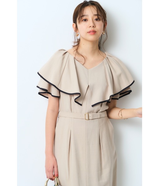 JUSGLITTY（ジャスグリッティー）の「配色リネンライクワンピース