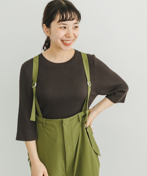 ITEMS URBANRESEARCH（アイテムズ アーバンリサーチ）の「クルーネックリブニット（ニット/セーター・レディース・オレンジ/チャコールグレー/グレー系その他・FREE）」の2枚目の写真