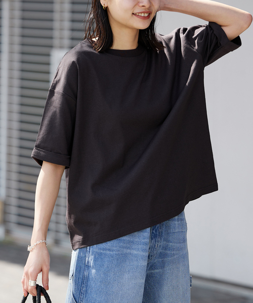 JOURNAL STANDARD（ジャーナルスタンダード）の「《追加2》汗ジミ防止天竺ロールアップT（Tシャツ/カットソー・レディース・ホワイト/ブラック/グレー/イエロー/グリーン・FREE）」の21枚目の写真