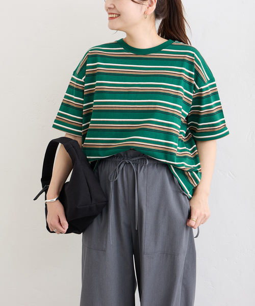 JOURNAL STANDARD（ジャーナルスタンダード）の「《追加2》汗ジミ防止天竺ロールアップT（Tシャツ/カットソー・レディース・ホワイト/ブラック/グレー/イエロー/グリーン・FREE）」の8枚目の写真