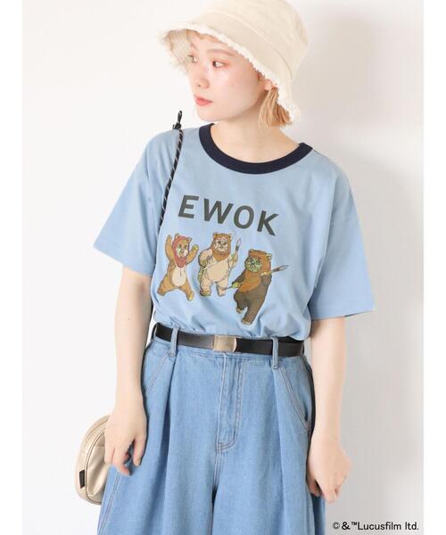 ehka sopo（エヘカソポ）の「【STAR WARS】リンガーTシャツ（Tシャツ/カットソー・レディース・キナリ/グレー/オフホワイト/サックスブルー・F）」の4枚目の写真