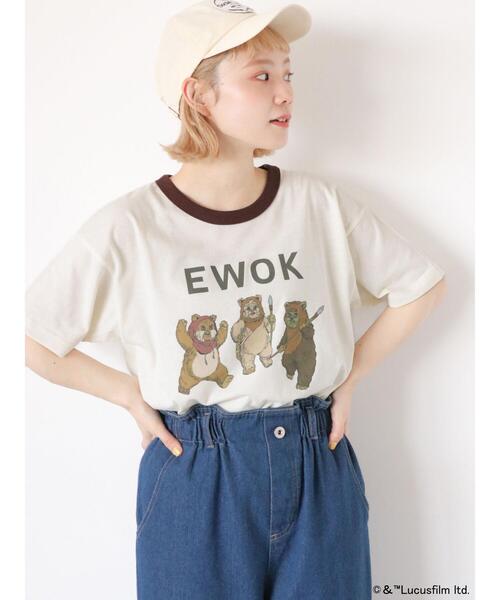 ehka sopo（エヘカソポ）の「【STAR WARS】リンガーTシャツ（Tシャツ/カットソー・レディース・キナリ/グレー/オフホワイト/サックスブルー・F）」の2枚目の写真