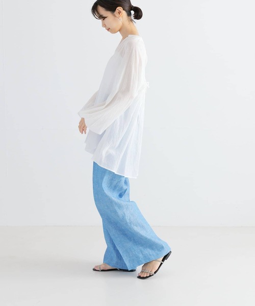 URBAN RESEARCH(アーバンリサーチ)の「リネンワイドスラックス(スラックス・レディース・ブルー/ブラック・40/38/36)」の1枚目の写真