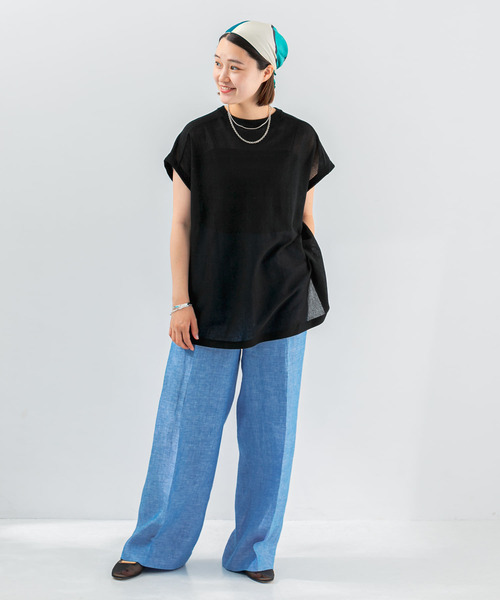 URBAN RESEARCH(アーバンリサーチ)の「リネンワイドスラックス(スラックス・レディース・ブルー/ブラック・40/38/36)」の16枚目の写真
