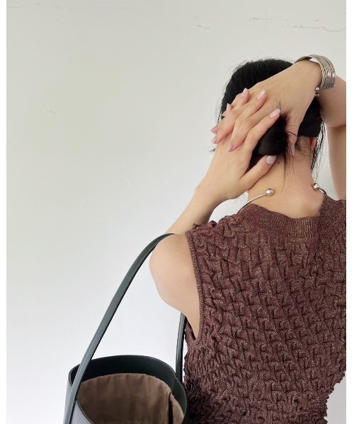 Torrazzo Donna（トラッゾドンナ）の「コンパクトサマーニットトップス（タンクトップ・レディース・ホワイト/ブラック/ブラウン・FREE）」の10枚目の写真