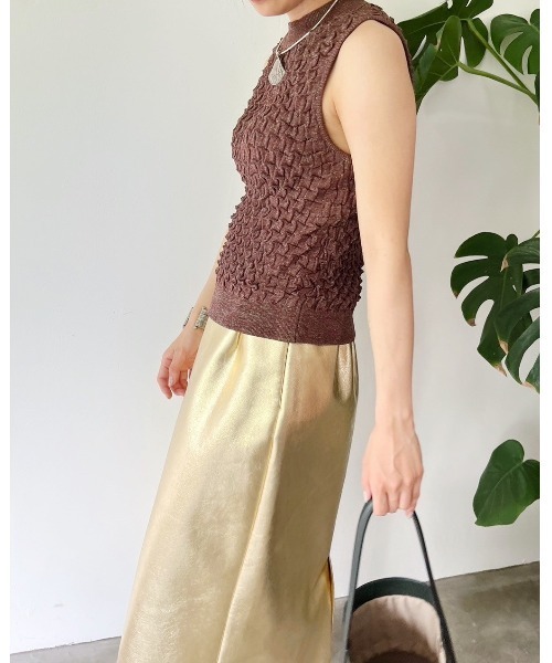 Torrazzo Donna（トラッゾドンナ）の「コンパクトサマーニットトップス（タンクトップ・レディース・ホワイト/ブラック/ブラウン・FREE）」の7枚目の写真