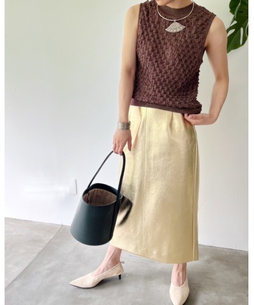 Torrazzo Donna（トラッゾドンナ）の「コンパクトサマーニットトップス（タンクトップ・レディース・ホワイト/ブラック/ブラウン・FREE）」の8枚目の写真