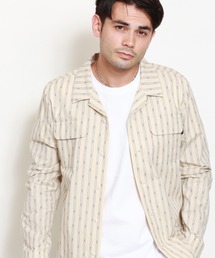 Dobby Striped Open Collar Shirt