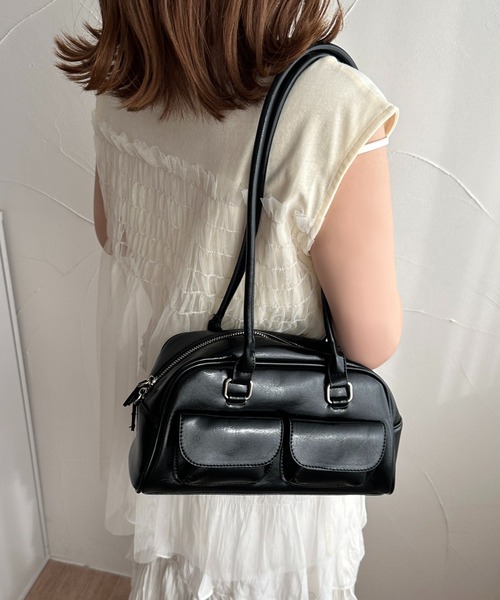 apres jour(アプレジュール)の「【apres jour×ARIAZ】Wポケットスクエアバッグ(ショルダーバッグ・レディース・ブラック/オフホワイト・FREE)」の2枚目の写真