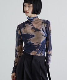 マーブルプリントシアートップス