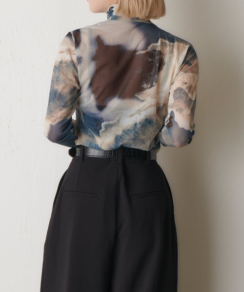 Lui's(ルイス)の「マーブルプリントシアートップス(Tシャツ/カットソー・レディース・グリーン/オレンジ・FREE)」の10枚目の写真