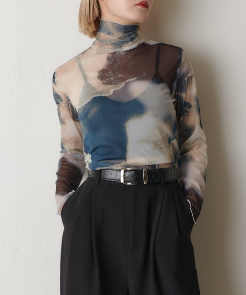 マーブルプリントシアートップス（Tシャツ/カットソー）｜Lui's（ルイス）