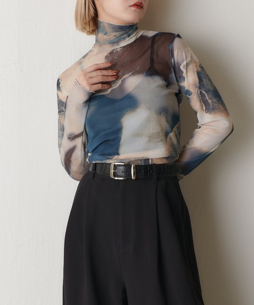 マーブルプリントシアートップス（Tシャツ/カットソー）｜Lui's（ルイス）