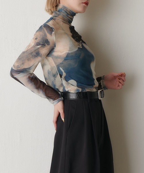 マーブルプリントシアートップス（Tシャツ/カットソー）｜Lui's（ルイス）