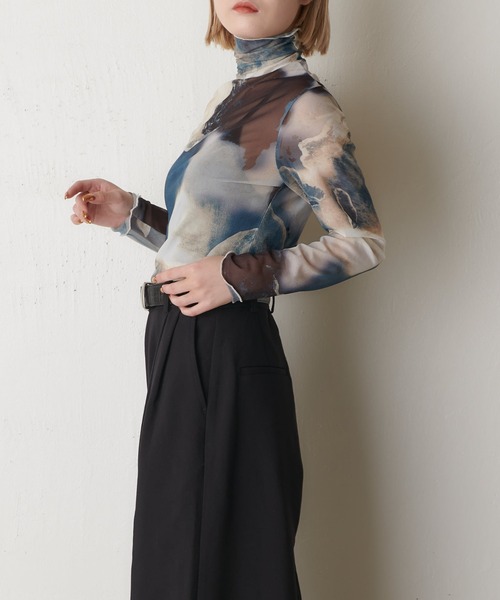 マーブルプリントシアートップス（Tシャツ/カットソー）｜Lui's（ルイス）