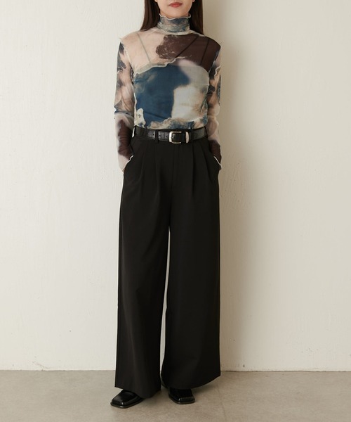 Lui's(ルイス)の「マーブルプリントシアートップス(Tシャツ/カットソー・レディース・グリーン/オレンジ・FREE)」の3枚目の写真