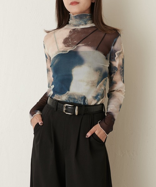 マーブルプリントシアートップス（Tシャツ/カットソー）｜Lui's（ルイス）