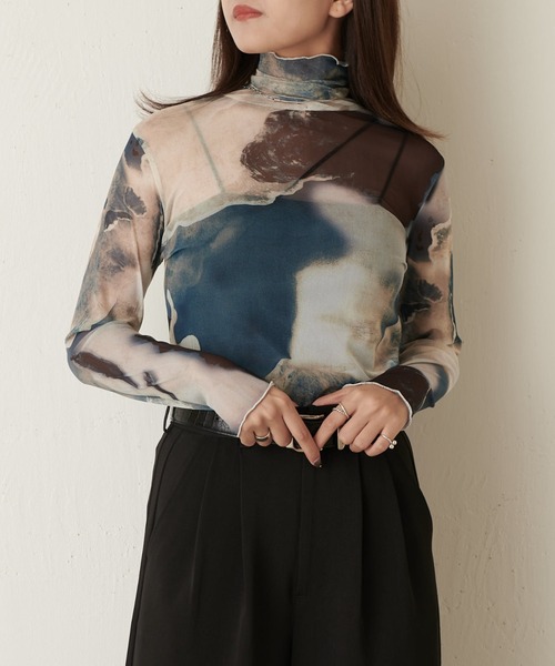 マーブルプリントシアートップス（Tシャツ/カットソー）｜Lui's（ルイス）