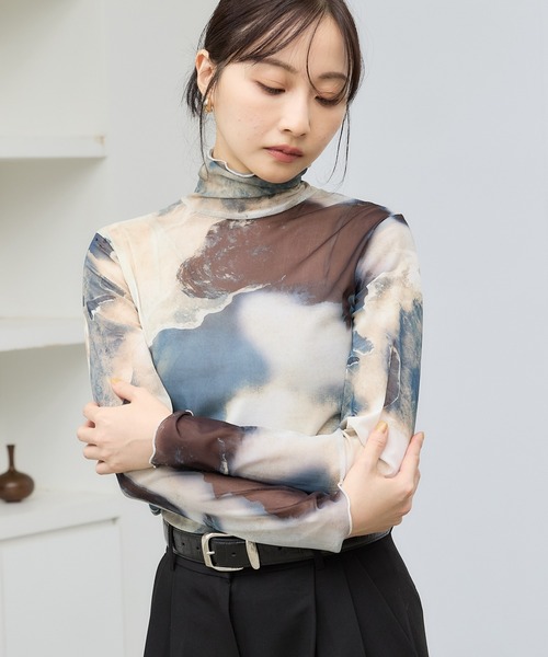 マーブルプリントシアートップス（Tシャツ/カットソー）｜Lui's（ルイス）