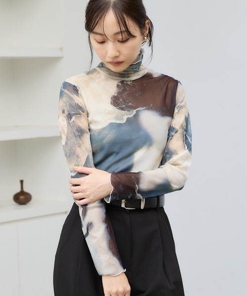 マーブルプリントシアートップス（Tシャツ/カットソー）｜Lui's（ルイス）