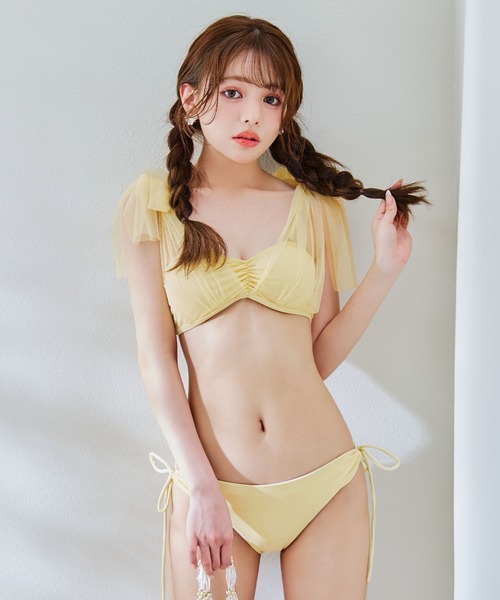 柔らかな質感の チュールリボン 2点セット（水着）｜sugar ビキニ バストアップ 水着・ラッシュガード