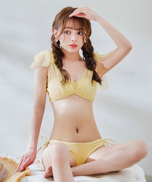 Sugarnine チュールリボン ビキニ 水着 2点セット 即日発送】【ビキニ】【水着】チュールリボン バストアップ