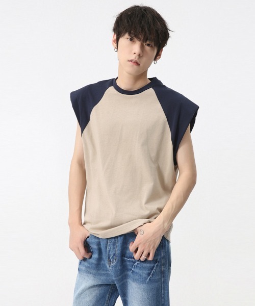 オーバーサイズ ショルダーパッドラグランノースリーブTシャツ ベスト（Tシャツ/カットソー）｜Ressaca（レサーカ）