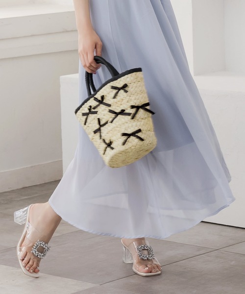 Julia Boutique（ジュリアブティック）の「リボンカゴバッグ/24130（かごバッグ・レディース・ブラック・ONE）」の6枚目の写真