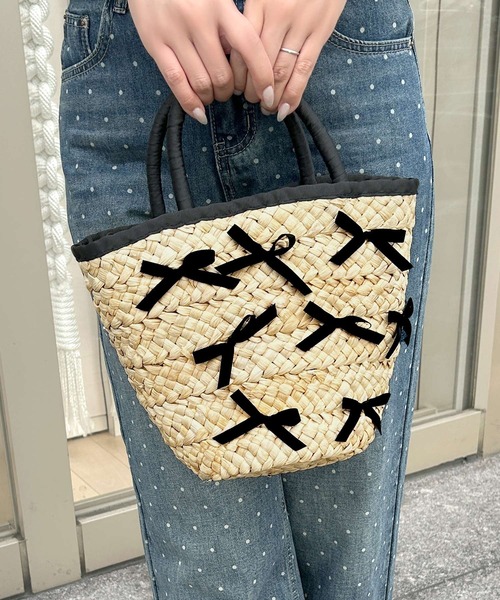 Julia Boutique（ジュリアブティック）の「リボンカゴバッグ/24130（かごバッグ・レディース・ブラック・ONE）」の7枚目の写真