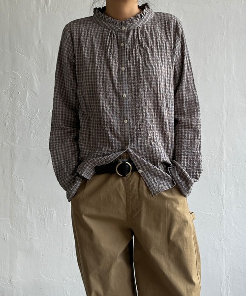 LBC（エルビーシー）の「オーガニックコットン襟フリルブラウス（シャツ/ブラウス・レディース・ホワイト/ブラック/ブラウン系その他・M/L）」の3枚目の写真